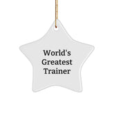 Funny Trainer Gifts from Men Unique Star Ornament for Christmas with 'World's Greatest Trainer' Quote - Image 1